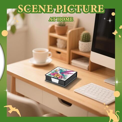 Diamond Art Kits for Adults Sticky Note Holder, Diamond Painting Notes Box Diamond Dots Decoration Gem Arts and Diamond Office Desk Supplies Contains 160 Sheets of Paper Hummingbird in Saudi Arabia