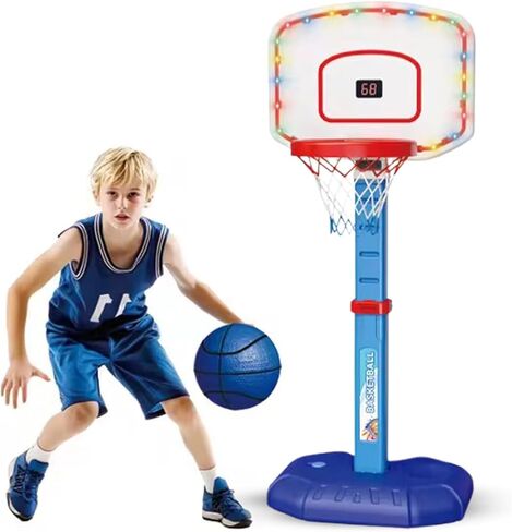Basketball Hoop Set for Kids Toddler Indoor Outdoor, Digital Scoreboard, Adjustable Height 3 Levels, 2 Balls, Easy Setup, Poolside Sports Portable Goal, Ages 3-12, Toy for Boys Girls. in Saudi Arabia