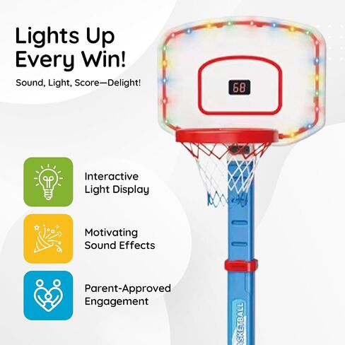 Basketball Hoop Set for Kids Toddler Indoor Outdoor, Digital Scoreboard, Adjustable Height 3 Levels, 2 Balls, Easy Setup, Poolside Sports Portable Goal, Ages 3-12, Toy for Boys Girls. in Saudi Arabia