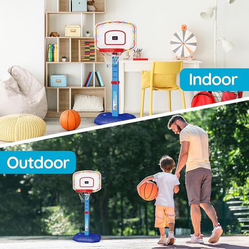 Basketball Hoop Set for Kids Toddler Indoor Outdoor, Digital Scoreboard, Adjustable Height 3 Levels, 2 Balls, Easy Setup, Poolside Sports Portable Goal, Ages 3-12, Toy for Boys Girls. in Saudi Arabia