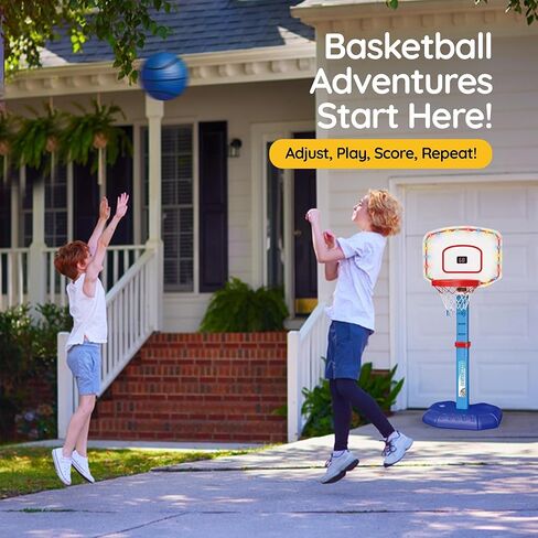 Basketball Hoop Set for Kids Toddler Indoor Outdoor, Digital Scoreboard, Adjustable Height 3 Levels, 2 Balls, Easy Setup, Poolside Sports Portable Goal, Ages 3-12, Toy for Boys Girls. in Saudi Arabia