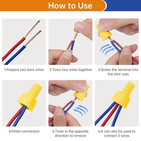 400PCS Red Wire Connectors Nuts, Winged Electrical Wire End Connectors Caps, Easy Twist-On Screw On Type Connectors for 22-8 AWG,HS P12 Screw Terminals for Connect Electrical Wiring in Kuwait