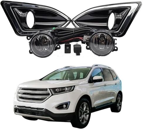 Fog Lights Headlight Fog Lamp Cover Grill Bezel Front Bumper Fog Light For Ford For Edge 2015 2016 2017 2018 Car Fog Lamp in Saudi Arabia