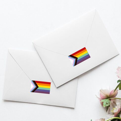 ملصقات فخر LGBTQ ملصق 500 قطعة 2 × 1.2 بوصة ذاتية اللصق قوس قزح فخر العلم ملصقات لأختام المغلفات، ملحقات المثليين LGBTQ (مستطيل) in Kuwait