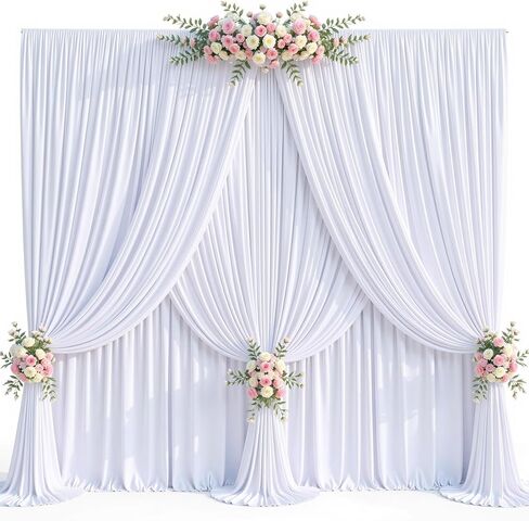 50ft x 10ft Wrinkle Free Ivory Wedding Backdrop Curtains for Party Bridal Shower Reception Decorations Ivory Fabric Curtain Backdrops Drapes for Photography Baby Shower Birthday Background in Saudi Arabia