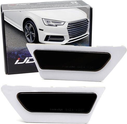 iJDMTOY Euro Black Smoked Reflective Lens Front Bumper Side Markers Compatible With Audi 2017-2018 A4 S4 Sedan (B9 Pre-LCI), Replace OEM Amber Reflectors in Saudi Arabia