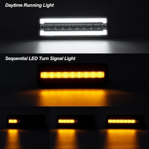 ضوء زاوية LED متوافق مع 1980-1986 F150 F250 F350 Bronco 1980-1983 F100 ضوء إشارة الانعطاف الكهرماني المتسلسل، أضواء القيادة/وقوف السيارات البيضاء قطعتان من عدسات الدخان in Kuwait