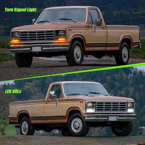 ضوء زاوية LED متوافق مع 1980-1986 F150 F250 F350 Bronco 1980-1983 F100 ضوء إشارة الانعطاف الكهرماني المتسلسل، أضواء القيادة/وقوف السيارات البيضاء قطعتان من عدسات الدخان in Kuwait