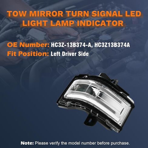 مؤشر مصباح LED لإشارة الانعطاف ومرآة السحب متوافق مع F250 F350 F450 Super Duty 2017-2022 استبدل الجانب الأيسر للسائق HC3Z-13B374-A in Kuwait