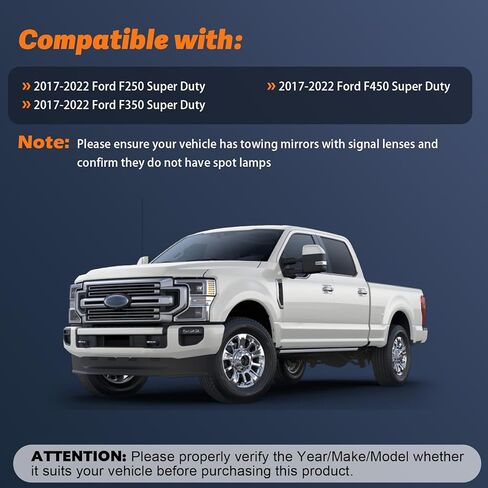 مؤشر مصباح LED لإشارة الانعطاف ومرآة السحب متوافق مع F250 F350 F450 Super Duty 2017-2022 استبدل الجانب الأيسر للسائق HC3Z-13B374-A in Kuwait