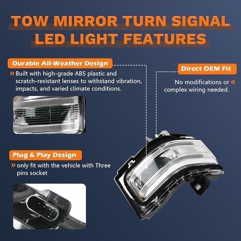 مؤشر مصباح LED لإشارة الانعطاف ومرآة السحب متوافق مع F250 F350 F450 Super Duty 2017-2022 استبدل الجانب الأيسر للسائق HC3Z-13B374-A in Kuwait