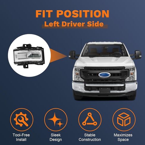 مؤشر مصباح LED لإشارة الانعطاف ومرآة السحب متوافق مع F250 F350 F450 Super Duty 2017-2022 استبدل الجانب الأيسر للسائق HC3Z-13B374-A in Kuwait
