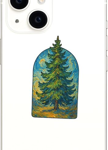 (3 Pack) Post-Impressionist Gogh Style Spruce Tree Sticker (1.75" x 2.75") in Saudi Arabia
