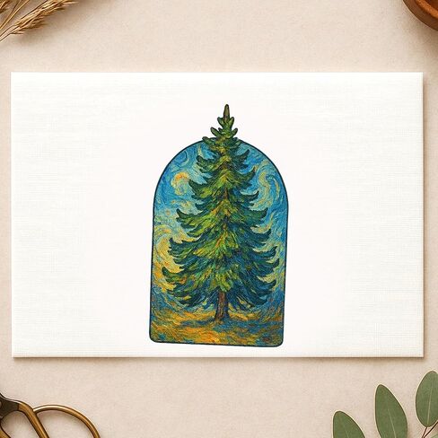 (3 Pack) Post-Impressionist Gogh Style Spruce Tree Sticker (1.75" x 2.75") in Saudi Arabia