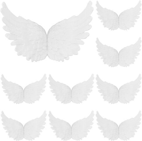 gorgecraft 12pcs 4 بوصة أجنحة الملاك الأبيض البلاستيك 3D الجارديان الجنية شجرة عيد الميلاد شنقا الحلي الزينة بقع الجناح لDIY الحرف زي حزب صالح اكسسوارات الشعر in Kuwait