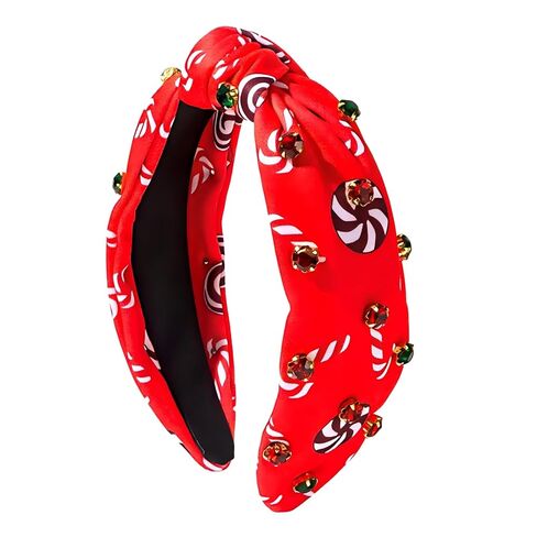 Christmas Headbands Candy Canes Crystal Knotted Headband Christmas Holiday Headwear Hair Accessories Gifts (Green) in Saudi Arabia