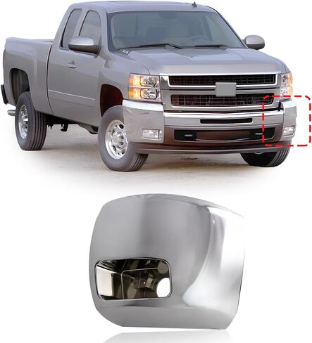 CarPartsDepot Front Bumper End Cap Right & w/o Fog Lamp Hole Compatible with Chevrolet 2007-2010 Silverado 2500HD 3500HD Chrome in Saudi Arabia