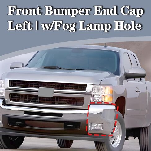 CarPartsDepot Front Bumper End Cap Right & w/o Fog Lamp Hole Compatible with Chevrolet 2007-2010 Silverado 2500HD 3500HD Chrome in Saudi Arabia