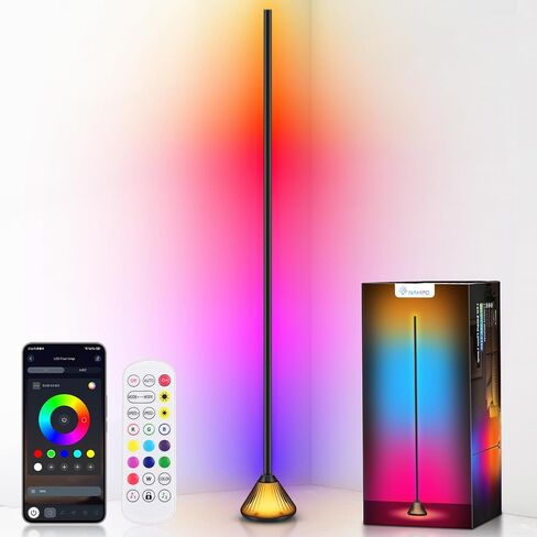 Smart LED Corner Floor Lamp – 16 Million DIY Colors, 68+ Scenes, Music Sync, App & Remote Control, Ambient Color-Changing Light for Living Rooms, Bedrooms & Gaming Rooms (1 Pack) in Saudi Arabia