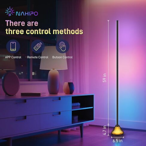 Smart LED Corner Floor Lamp – 16 Million DIY Colors, 68+ Scenes, Music Sync, App & Remote Control, Ambient Color-Changing Light for Living Rooms, Bedrooms & Gaming Rooms (1 Pack) in Saudi Arabia