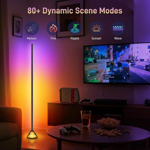 Smart LED Corner Floor Lamp – 16 Million DIY Colors, 68+ Scenes, Music Sync, App & Remote Control, Ambient Color-Changing Light for Living Rooms, Bedrooms & Gaming Rooms (1 Pack) in Saudi Arabia