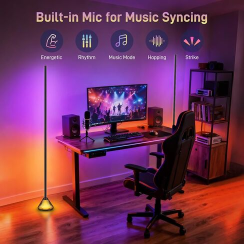 Smart LED Corner Floor Lamp – 16 Million DIY Colors, 68+ Scenes, Music Sync, App & Remote Control, Ambient Color-Changing Light for Living Rooms, Bedrooms & Gaming Rooms (1 Pack) in Saudi Arabia