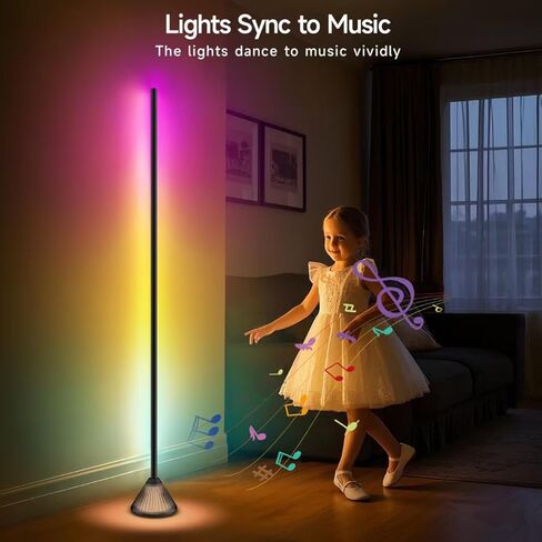 Smart LED Corner Floor Lamp – 16 Million DIY Colors, 68+ Scenes, Music Sync, App & Remote Control, Ambient Color-Changing Light for Living Rooms, Bedrooms & Gaming Rooms (1 Pack) in Saudi Arabia