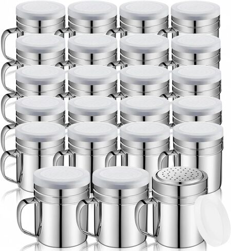 12 Pcs 10 oz Stainless Steel Spice Shakers with Holes and Lids Dredge Shakers with Handle Versatile Salt Shaker for Sugar Pepper Seasoning Flour Popcorn Cinnamon Powder Container Accessories in Kuwait
