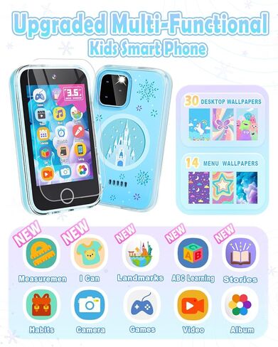 هاتف ذكي للأطفال، ألعاب هاتف للأطفال الصغار بشاشة لمس 3.5 بوصة للفتيات بعمر 3 4 5 6 7 8 سنوات، هاتف تعليمي للأطفال هدايا عيد الميلاد للفتيات من سن 3 إلى 8 سنوات، كاميرا مزدوجة، متتبع العادة، مشغل فيديو in Kuwait