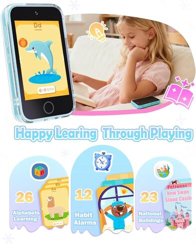 هاتف ذكي للأطفال، ألعاب هاتف للأطفال الصغار بشاشة لمس 3.5 بوصة للفتيات بعمر 3 4 5 6 7 8 سنوات، هاتف تعليمي للأطفال هدايا عيد الميلاد للفتيات من سن 3 إلى 8 سنوات، كاميرا مزدوجة، متتبع العادة، مشغل فيديو in Kuwait