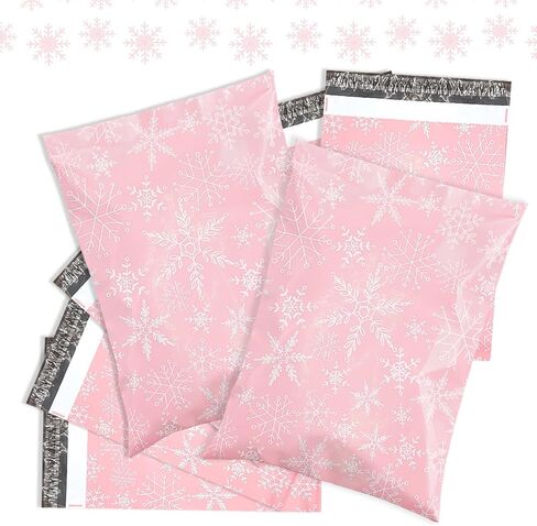 Christmas Poly Mailers 10x15 Inch 20Pcs - Self Seal Mailing Envelopes for Clothing & Small Business, Strong Adhesive Shipping Bags with Red Snow Design, Christma Mailing Envelopes (Snowflake) in Saudi Arabia