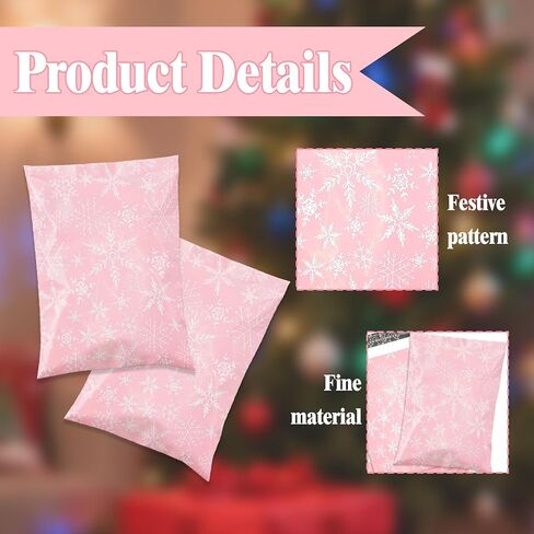 Christmas Poly Mailers 10x15 Inch 20Pcs - Self Seal Mailing Envelopes for Clothing & Small Business, Strong Adhesive Shipping Bags with Red Snow Design, Christma Mailing Envelopes (Snowflake) in Saudi Arabia