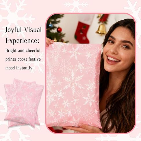 Christmas Poly Mailers 10x15 Inch 20Pcs - Self Seal Mailing Envelopes for Clothing & Small Business, Strong Adhesive Shipping Bags with Red Snow Design, Christma Mailing Envelopes (Snowflake) in Saudi Arabia