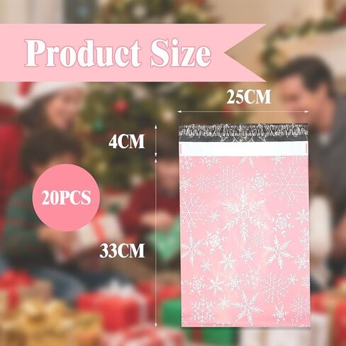 Christmas Poly Mailers 10x15 Inch 20Pcs - Self Seal Mailing Envelopes for Clothing & Small Business, Strong Adhesive Shipping Bags with Red Snow Design, Christma Mailing Envelopes (Snowflake) in Saudi Arabia