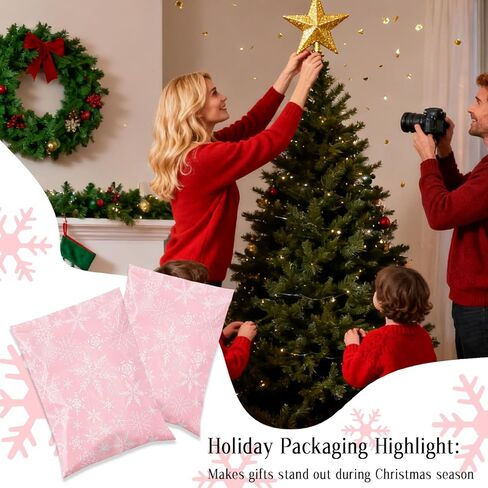Christmas Poly Mailers 10x15 Inch 20Pcs - Self Seal Mailing Envelopes for Clothing & Small Business, Strong Adhesive Shipping Bags with Red Snow Design, Christma Mailing Envelopes (Snowflake) in Saudi Arabia