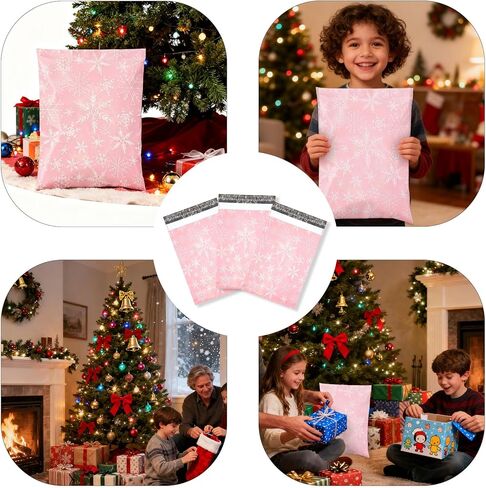 Christmas Poly Mailers 10x15 Inch 20Pcs - Self Seal Mailing Envelopes for Clothing & Small Business, Strong Adhesive Shipping Bags with Red Snow Design, Christma Mailing Envelopes (Snowflake) in Saudi Arabia