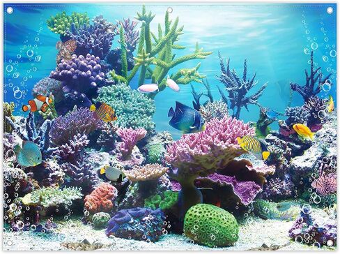 ZTHMOE 10x8ft Fabric Under The Sea Photography Backdrop Aquarium Underwater World Tropical Fish Coral Reef Background Mermaid Birthday Baby Shower Party Decorations Photo Banner Props in Kuwait