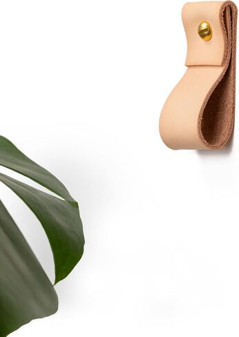 KEYAIIRA - Small Brown Leather Wall Hook, wall hanging strap towel hook for wall leather loop strap for scarf storage boat paddle holder minimal towel bar rack storage in Kuwait