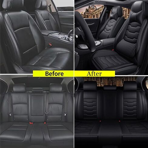 غطاء مقعد السيارة لسيارة Hyundai Santa Fe 2019-2022، غطاء مقعد جلدي مقاوم للماء، مضاد للانزلاق ومقاوم للتآكل، سهل التنظيف والتركيب، يحمي مقعد السيارة الأصلي (5 مقاعد فاخرة، أسود/أحمر) in Saudi Arabia
