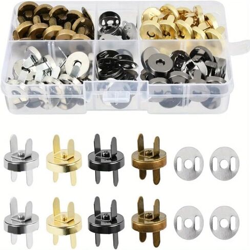 40Set 14mm Magnetic Button Clasps Set - Metal Snap Fasteners for Sewing, Crafts, Wallets, Bags, Clothes, Leather-4 Colors Durable & Versatile Sewing Supplies, Sewing Accessories, Craft S, Multicolor in Saudi Arabia