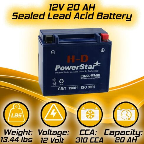 بطارية H-D PowerStar FAYTX20L لسيارة Harley-DAVIDSON 65989-97C - ضمان لمدة 3 سنوات in Kuwait