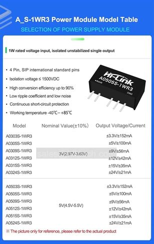 DC DC Convertor A0512S-1WR3 5pcs/Lot 5V 1W Dual Output Isolation Adjustable Power Supply Module in Kuwait