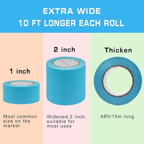 شريط رسامين ملون 1 بوصة 1/2 بوصة - شريط لاصق بألوان قوس قزح 14 حزمة × 16 ياردة - شريط ورقي متعدد الألوان لحرف الأطفال، وضع العلامات على الصناديق، ديكور أرضية الفصول الدراسية للمعلمين in Kuwait