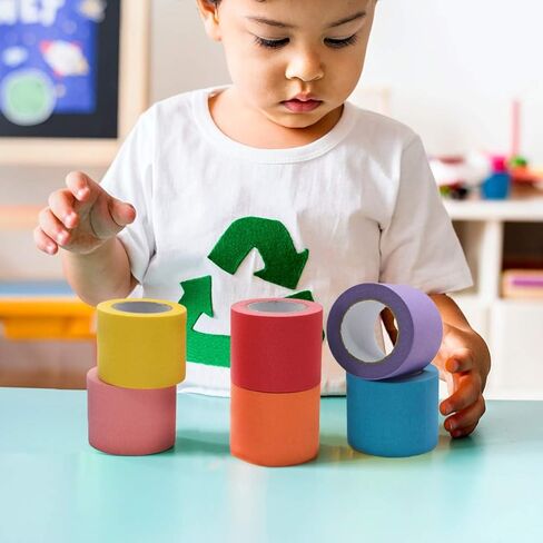 شريط رسامين ملون 1 بوصة 1/2 بوصة - شريط لاصق بألوان قوس قزح 14 حزمة × 16 ياردة - شريط ورقي متعدد الألوان لحرف الأطفال، وضع العلامات على الصناديق، ديكور أرضية الفصول الدراسية للمعلمين in Kuwait