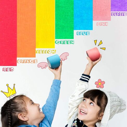 شريط رسامين ملون 1 بوصة 1/2 بوصة - شريط لاصق بألوان قوس قزح 14 حزمة × 16 ياردة - شريط ورقي متعدد الألوان لحرف الأطفال، وضع العلامات على الصناديق، ديكور أرضية الفصول الدراسية للمعلمين in Kuwait