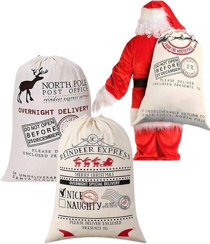 Boolavard Blank Santa Sack 19.7"x27.6" Large Size Christmas Bag with Drawstring (2pcs 4 & 2) in Saudi Arabia