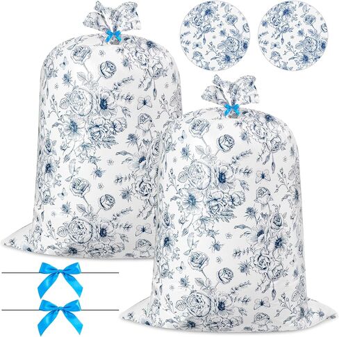 R HORSE Extra Large Plastic Gift Bags - 2Pcs Pink Bow Jumbo Gift Bags with Ropes and Tags 48" x 36" Oversized Present Wrapping Bag Giant Goodie Bag for Baby Shower Birthday Wrapping Supplies in Saudi Arabia