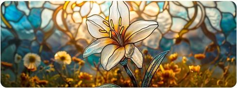 Leather Flower Desk Pad, Colorful Art Mouse Pad Large Computer Keyboard Gaming Mousepad Waterproof Desktop Protector & Cover, Decorative PU Leather Laptop Mouse Mat Office Decor 7.87 x 9.84 inch C80 in Saudi Arabia