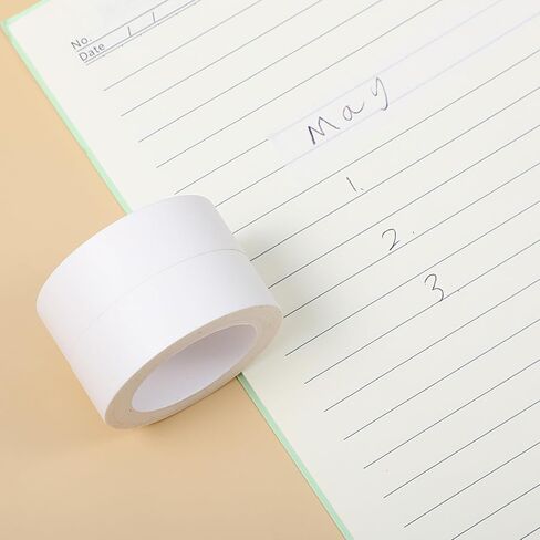 3 Rolls White Washi Tape Self-Adhesive Decorative Painters Tape 32 Feet x 0.6 Inch Washi Tapes Decorative Masking Tapes Duct Craft for Packaging Decor Journals Scrapbooks Planners DIY Gift in Kuwait