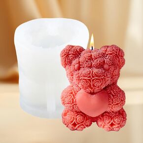 Rose Bear Candle Molds 3D Teddy Bear Silicone Mold for Candle Making Resin Aromatherapy Gypsum Wax Soap Clay Craft in Kuwait